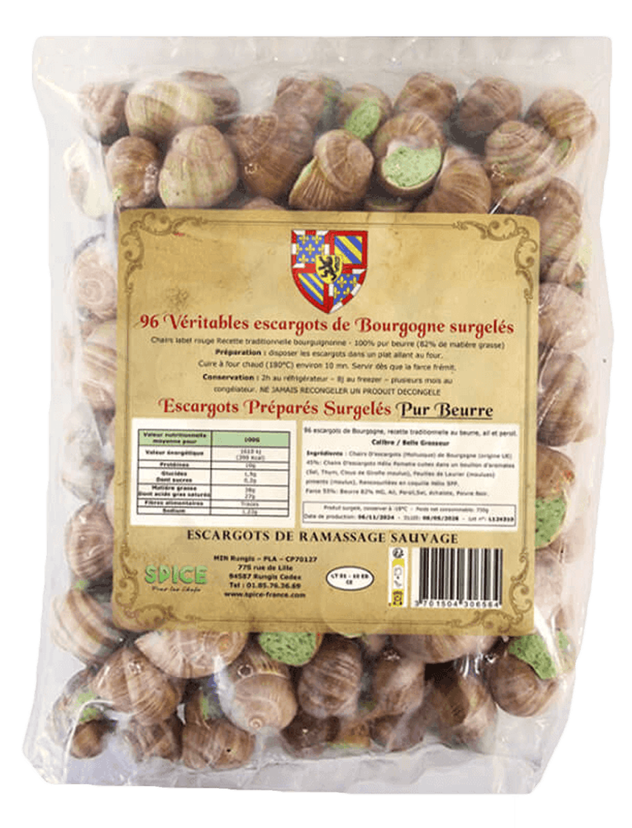 Sac de 96 escargots préparés surgelés